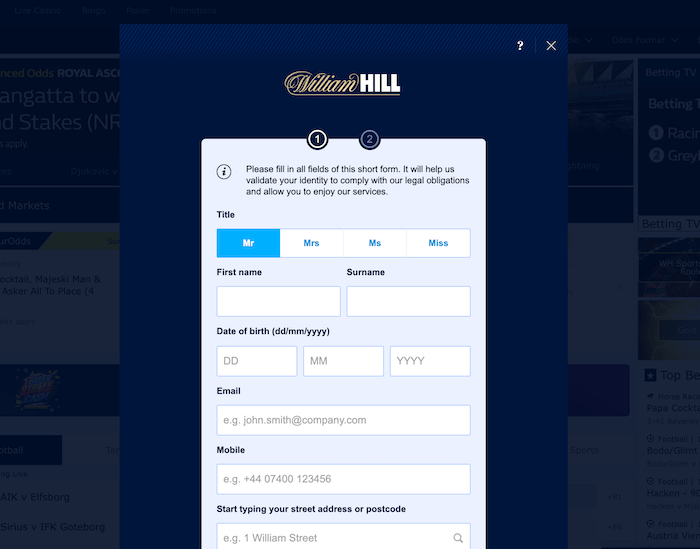 How to open a williamhill account