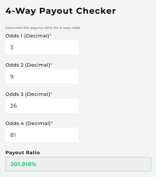 4-Way Betting Calculator Example